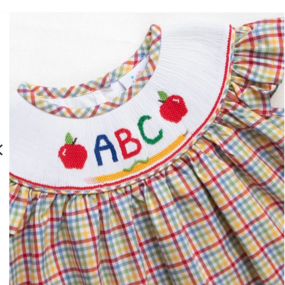 stitchy fish Other - NWT Stitchy Fish Smocked Plaid ABC School Dress Size 2T